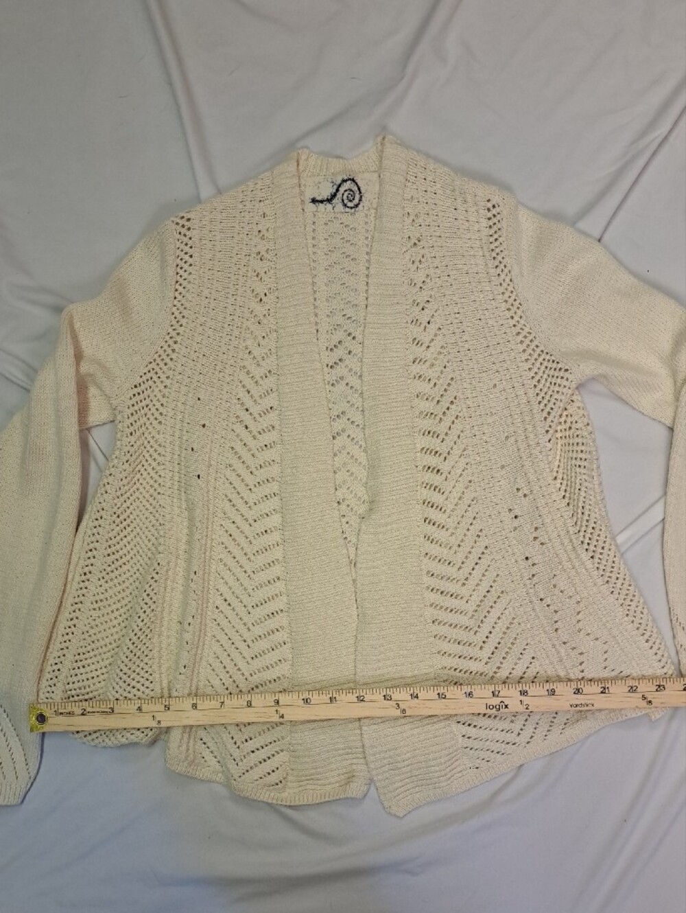 Anthropologie Rosie Niera Ivory Open-Front Open-Knit Cardigan Indie Boho Size S - Picture 8 of 11